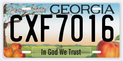 GA license plate CXF7016
