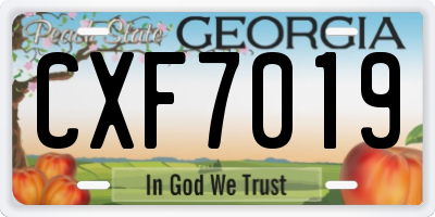 GA license plate CXF7019