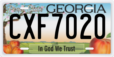 GA license plate CXF7020