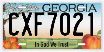 GA license plate CXF7021