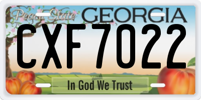 GA license plate CXF7022