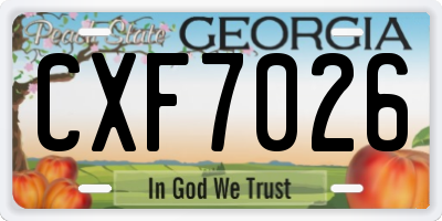 GA license plate CXF7026