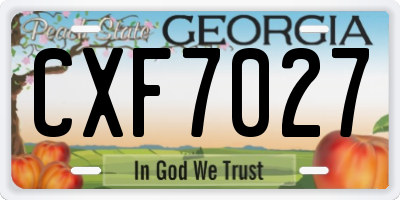 GA license plate CXF7027