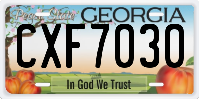 GA license plate CXF7030