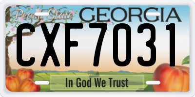 GA license plate CXF7031