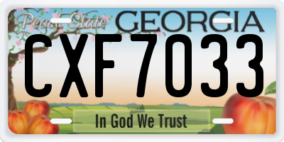 GA license plate CXF7033