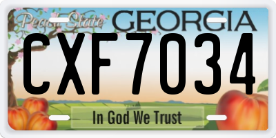 GA license plate CXF7034
