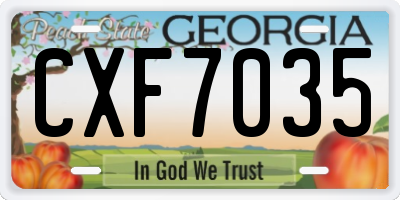 GA license plate CXF7035