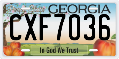 GA license plate CXF7036