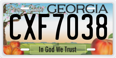 GA license plate CXF7038