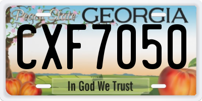 GA license plate CXF7050