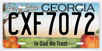 GA license plate CXF7072