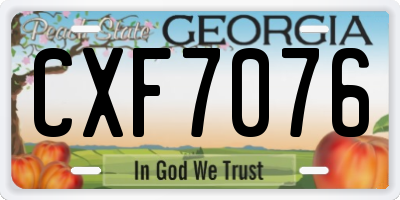 GA license plate CXF7076