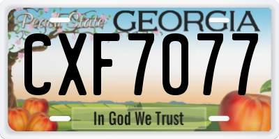 GA license plate CXF7077