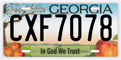 GA license plate CXF7078