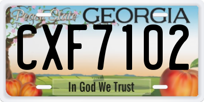 GA license plate CXF7102