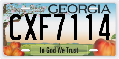 GA license plate CXF7114