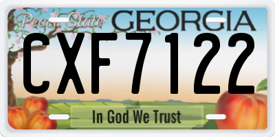 GA license plate CXF7122