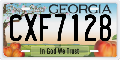 GA license plate CXF7128