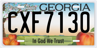 GA license plate CXF7130