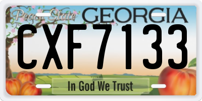 GA license plate CXF7133
