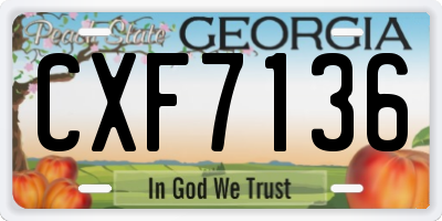 GA license plate CXF7136