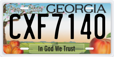 GA license plate CXF7140