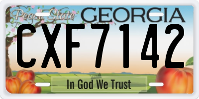 GA license plate CXF7142