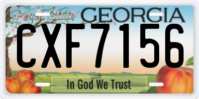 GA license plate CXF7156