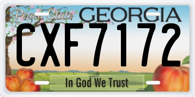GA license plate CXF7172