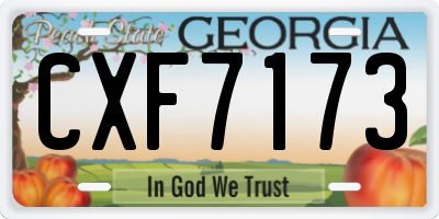 GA license plate CXF7173