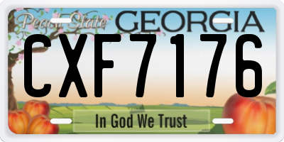 GA license plate CXF7176