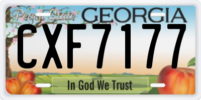 GA license plate CXF7177
