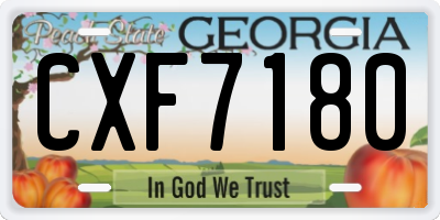 GA license plate CXF7180