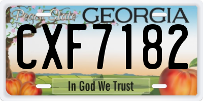 GA license plate CXF7182