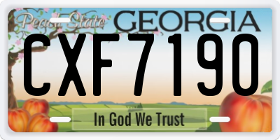 GA license plate CXF7190