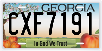 GA license plate CXF7191