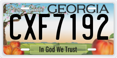 GA license plate CXF7192