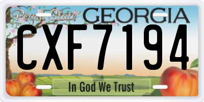 GA license plate CXF7194
