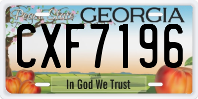 GA license plate CXF7196