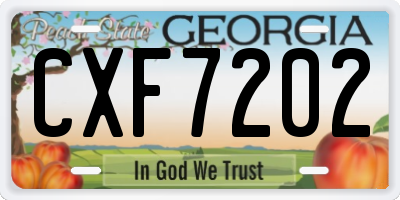 GA license plate CXF7202