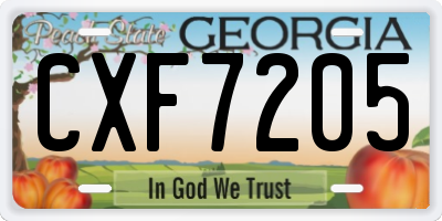 GA license plate CXF7205