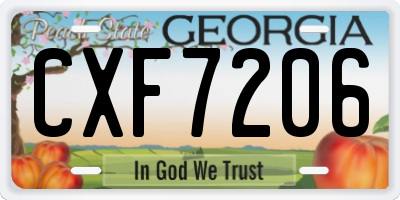 GA license plate CXF7206