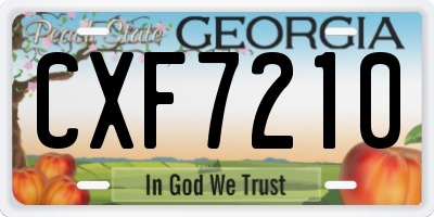 GA license plate CXF7210