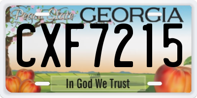 GA license plate CXF7215