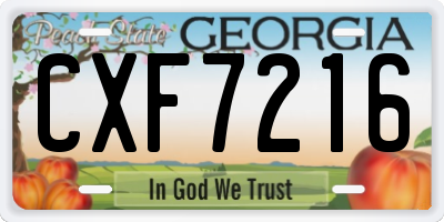 GA license plate CXF7216