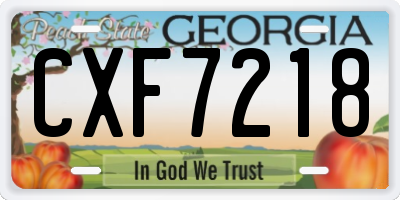 GA license plate CXF7218