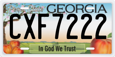 GA license plate CXF7222