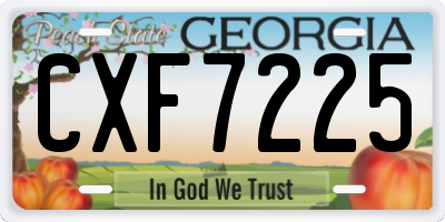 GA license plate CXF7225