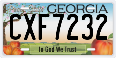 GA license plate CXF7232